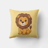Coussin Cute Cartoon Lion on Yellow (Verso)