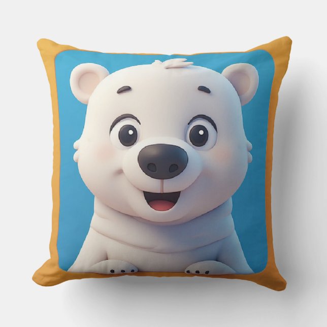 Coussin Cute Cartoon Polar Bear Character  (Recto)
