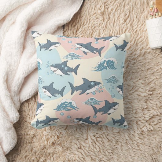 Coussin Cute Cartoon Soft Nautical Shark Pattern (Couverture)