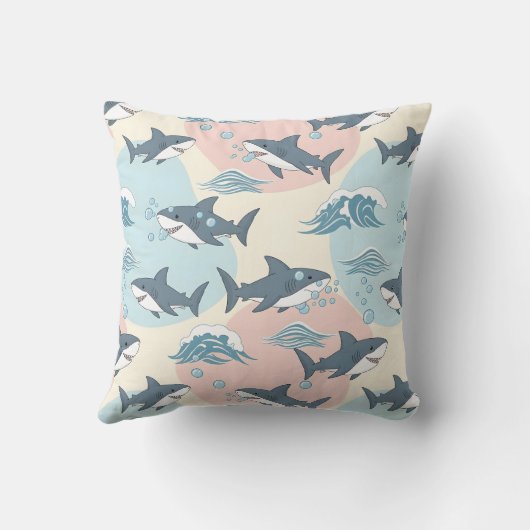 Coussin Cute Cartoon Soft Nautical Shark Pattern (Verso)