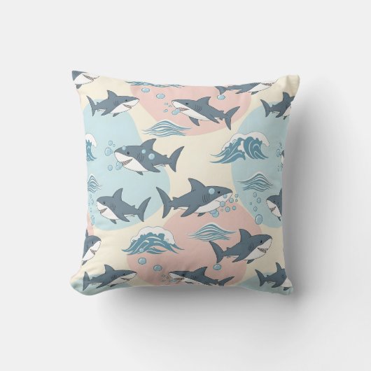 Coussin Cute Cartoon Soft Nautical Shark Pattern (Recto)