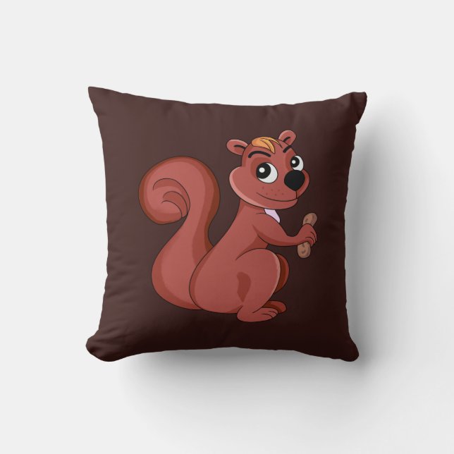 Coussin Cute cartoon squirrel with a peanut (Recto)