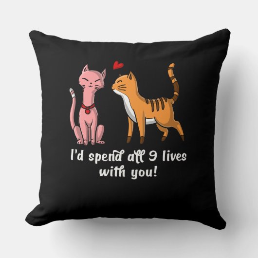 Coussin Cute Cat Couple Funny Kittens Valentines Jour (Recto)