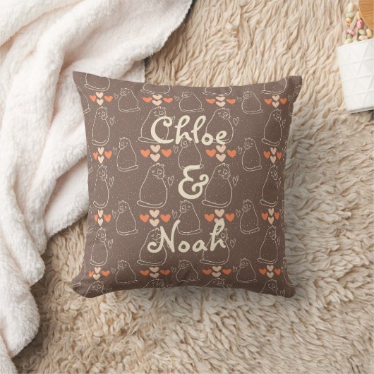 Coussin Cute Cat Cute Personnalisée Saint Valentin Couple (Couverture)