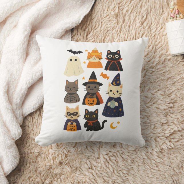 Coussin Cute Cat Halloween Gift Pillow (Couverture)