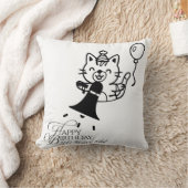 Coussin Cute Cat Happy Birthday Throw Pillow (Couverture)