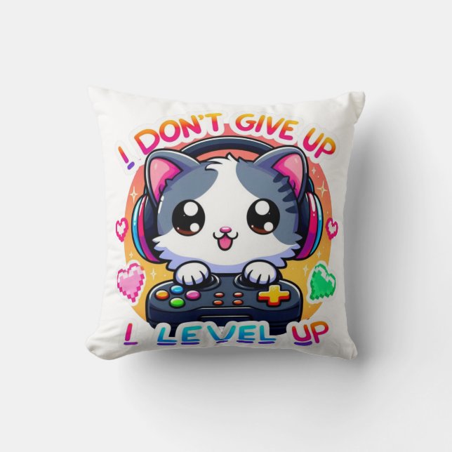 Coussin Cute Cat : Je n'abandonne pas, je monte ! | nivell (Recto)