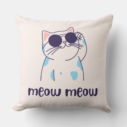Coussin cute cat meow meow pillow (Recto)