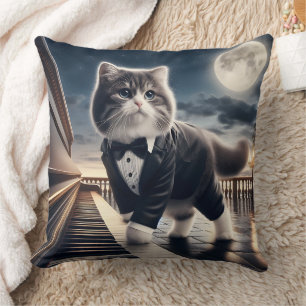 Coussin Cute Cat Pawdigy joue une sonate au clair de lune