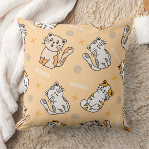 Coussin Cute chat chaton doodé sans couture motif