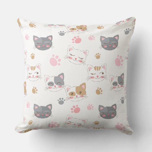 Coussin Cute chat face chats souriants motif (Recto)