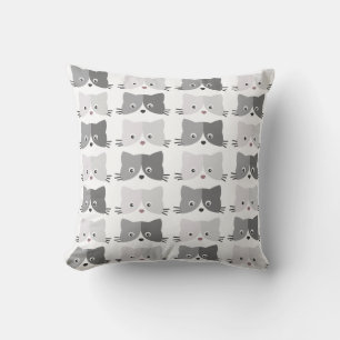 Coussin Cute Chat fait face à Gris Motif Chat