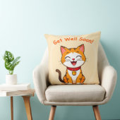 Coussin Cute Chat Souriant Avec Un Message "Get Well Bient (Chaise)