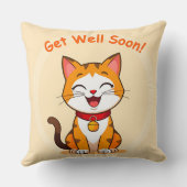 Coussin Cute Chat Souriant Avec Un Message "Get Well Bient (Verso)