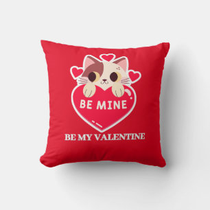 Coussin Cute chaton blanc avec coeur