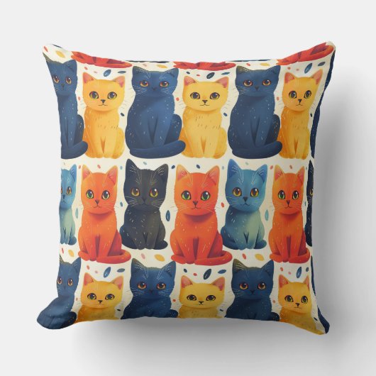 Coussin Cute chatons colorés motif pour enfants (Recto)