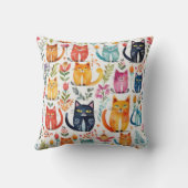 Coussin Cute chatons et fleurs blancs (Verso)