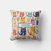 Coussin Cute chatons et fleurs blancs (Recto)