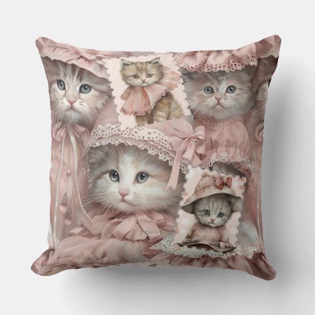 Coussin Cute chatte vintage aquarelle rétro Cute, vintage (Recto)
