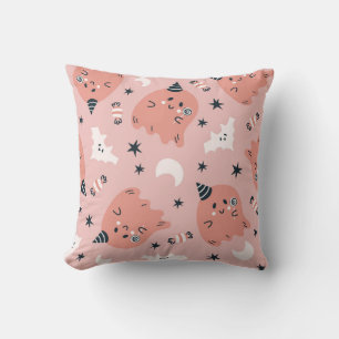 Coussin Cute chauve-souris fantôme d'Halloween et bonbons