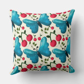Coussin Cute Cherry Butterfly Pattern, Glossy Kawaii Fruit (Verso)