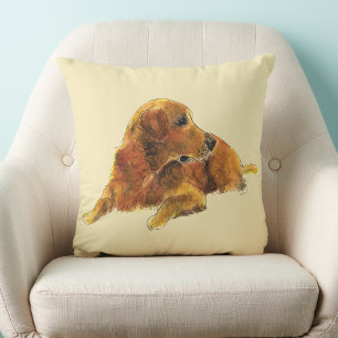 Coussin Cute chien Art Golden Retriever Aquarelle