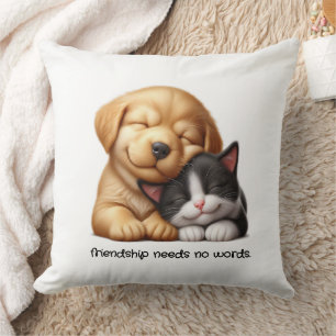 Coussin Cute Chiot et Kitten Cuddin Meilleurs amis
