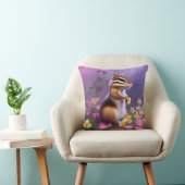 Coussin Cute Chipmunk en Fleurs (Chaise)