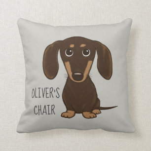 Coussin Cute Chocolat Longhaïd Dachshund Personnalisé