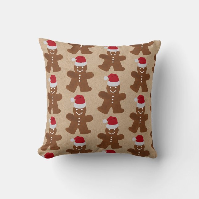 Coussin Cute Christmas Gingerbread Homme Cookies Kraft (Recto)