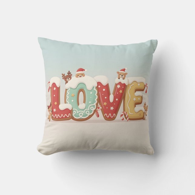 Coussin Cute Christmas LOVE Cookie Art Throw Pillow (Recto)