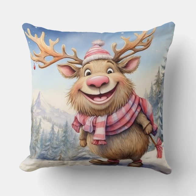 Coussin Cute Christmas Moose (Recto)