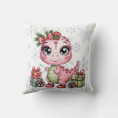 Coussin Cute Christmas Pink Dinosaur Baby Shower Gift (Verso)
