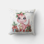 Coussin Cute Christmas Pink Dinosaur Baby Shower Gift (Recto)
