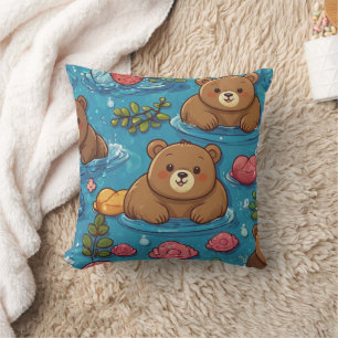 Coussin Cute Chubby Bear Natation