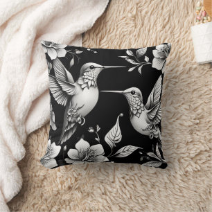 Coussin Cute colibri noir et blanc Designer Cushion