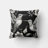 Coussin Cute colibri noir et blanc Designer Cushion (Verso)