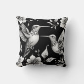 Coussin Cute colibri noir et blanc Designer Cushion (Recto)