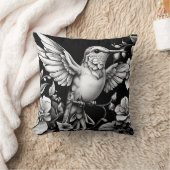Coussin Cute colibri noir et blanc Designer Cushion (Couverture)