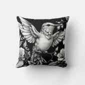 Coussin Cute colibri noir et blanc Designer Cushion (Verso)