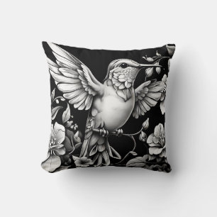 Coussin Cute colibri noir et blanc Designer Cushion