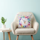 Coussin Cute coloré Aquarelle lapin et Pois (Chaise)