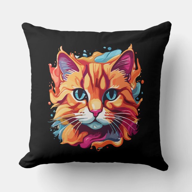 Coussin Cute Colorful Chat Face-87002 (Recto)