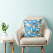 Coussin Cute Corgi Motif bleu (Chaise)