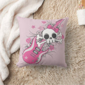 Coussin Cute crâne avec guitare rose (Couverture)