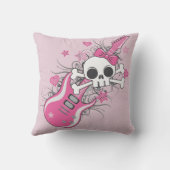 Coussin Cute crâne avec guitare rose (Verso)
