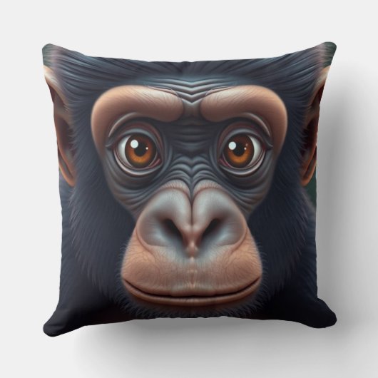 Coussin Cute Crazy Funny Chimpanzé Anime Portrait (Verso)