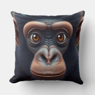Coussin Cute Crazy Funny Chimpanzé Anime Portrait