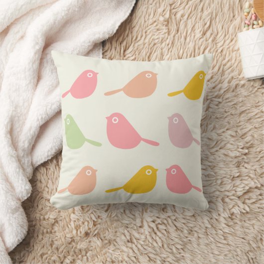 Coussin Cute Custom Little Birds Pastel Colors (Couverture)