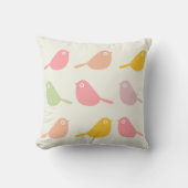 Coussin Cute Custom Name Little Birds Pastel Colors (Recto)